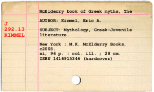 a card for the McElderry Book of Greek Myths